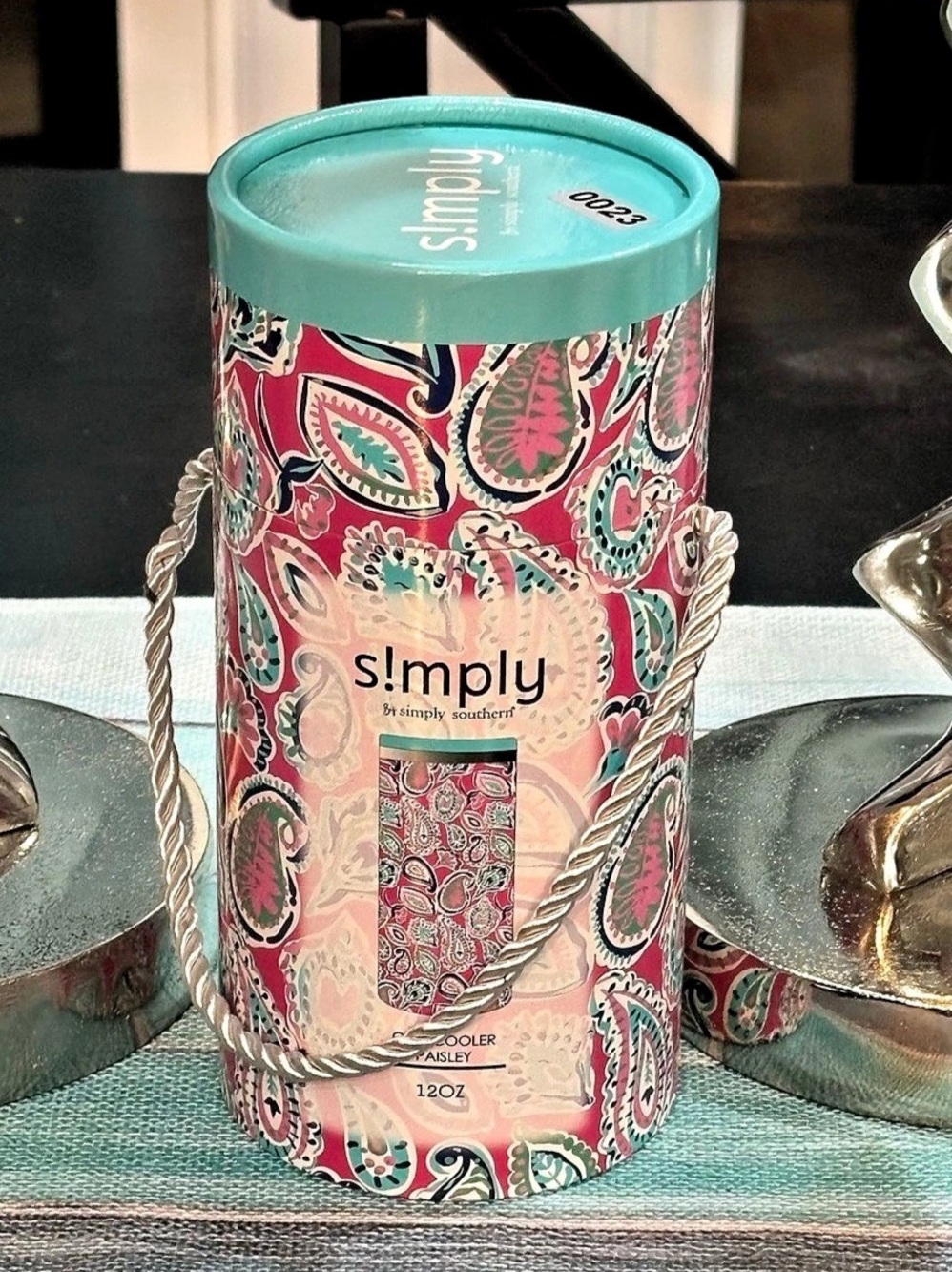 NWT Simply Southern Paisley 12oz Insulated Can Cooler Pink Teal
